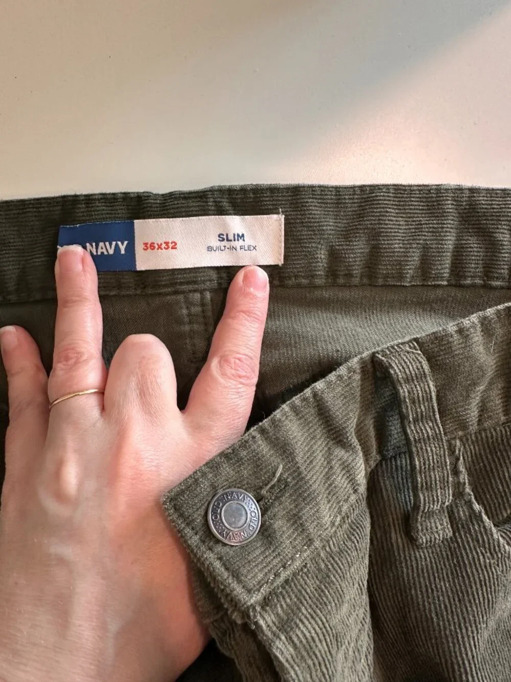 Old Navy Slim Five-Pocket Corduroy Pants Dark Olive 36W 32L